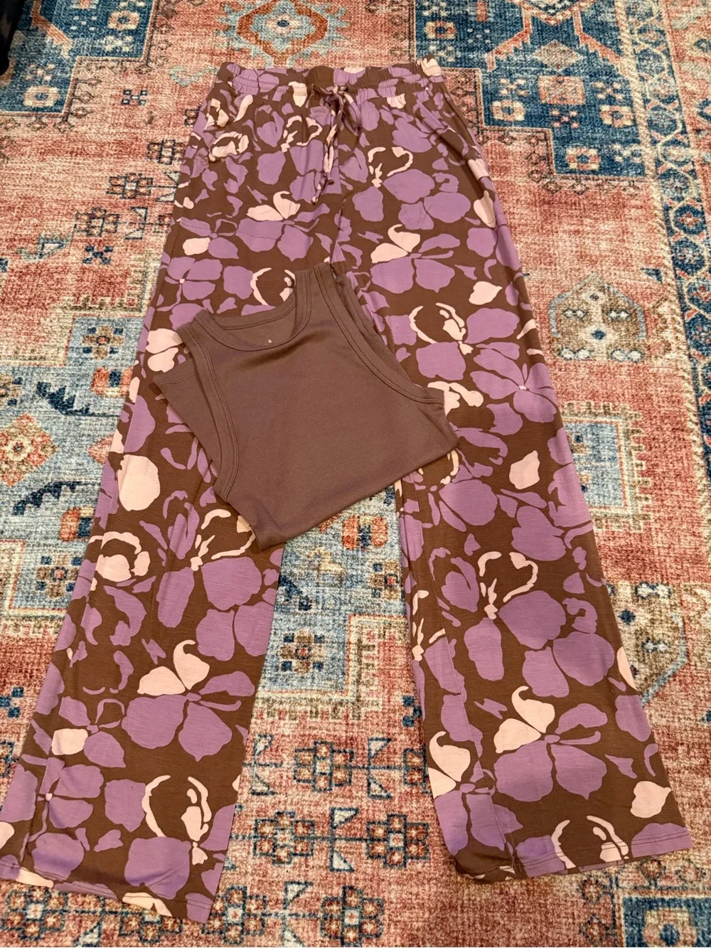 stars above Purple & Brown Floral Loungewear Set